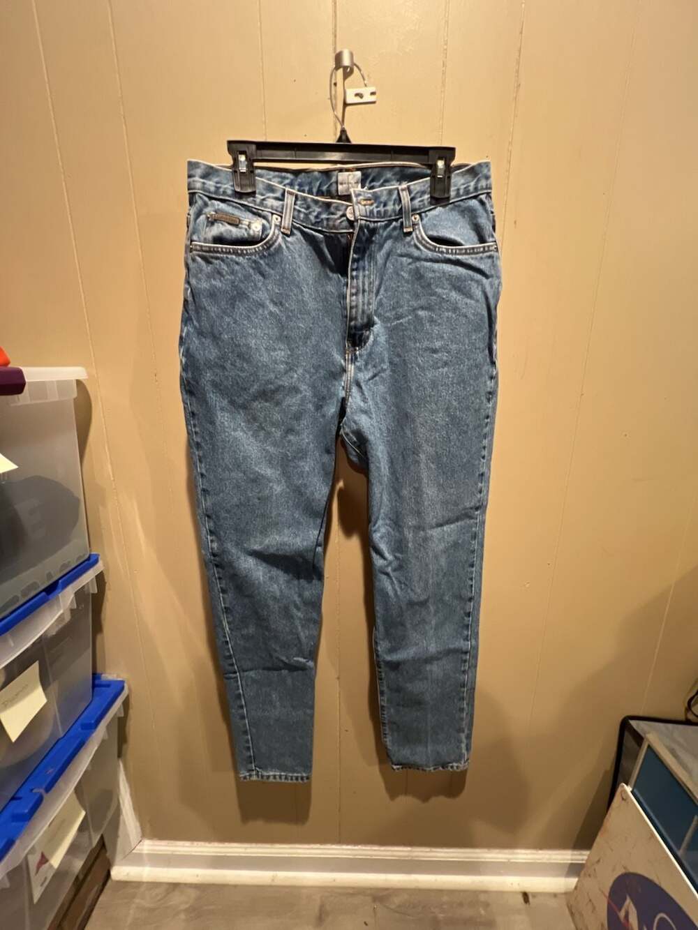 Vtg Calvin Klein Jeans Classic 5 Pocket Stonewash High Waisted Mom Jeans Size 14